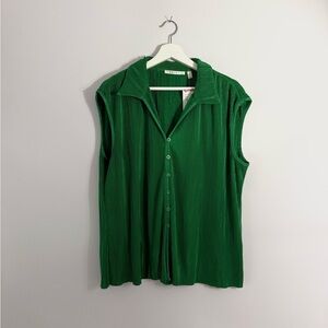 ❗️MOVING SALE❗️ Cyrus Green Satine Pleated Blouse